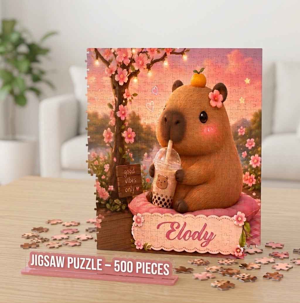 Personalized capybara 500-piece jigsaw puzzle with custom name