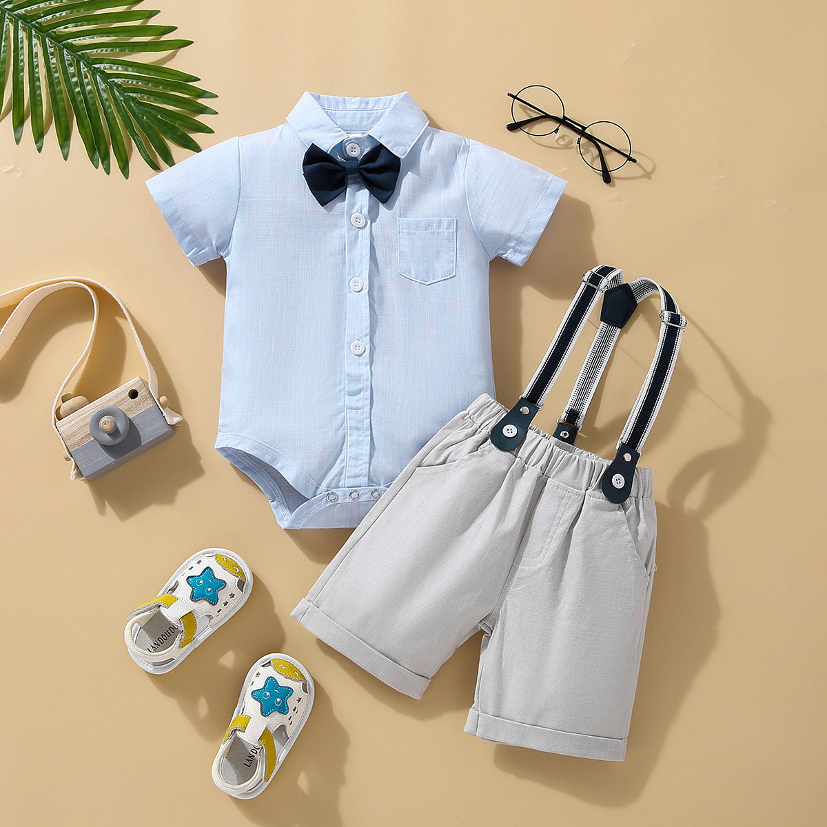 Children's Summer Clothing Short Sleeve Rompers Suspender Shorts Gentleman Suit - Cindi Book
