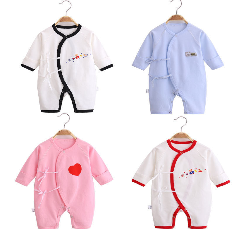 Baby's Cotton Long-sleeved Lace-up Butterfly Jumpsuit - Cindi Book