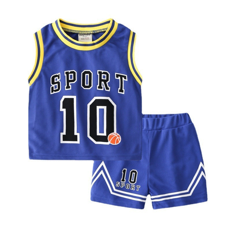 Children's Basketball Clothing Suits Baby Vest Suit Boys Sweatshirt Two-piece Summer Style Tide - Cindi Book