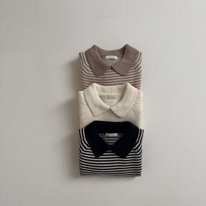 Children's Polo Collar Stripes Knitted Sweater - Cindi Book