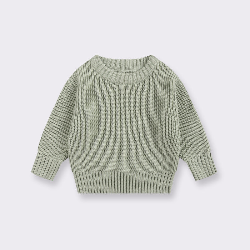 Simple Solid Color Girls' Round Neck Base Knitwear - Cindi Book