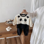 New Long Sleeve Round Neck Western Style Panda Sweater Pants Suit - Cindi Book