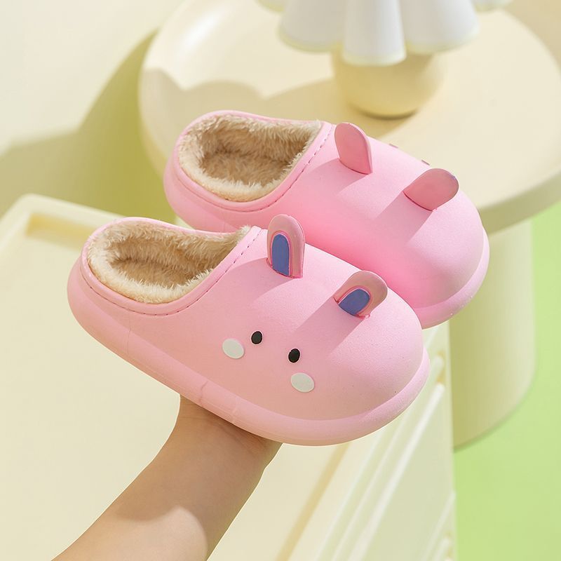 Children's Winter Fleece Lined Thermal Soft Bottom Waterproof Non Slip Outdoor Cotton Slippers - Cindi Book