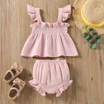 Girls' Solid Color Sling Top Hot Pants Suit - Cindi Book