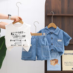 Personality Boy Denim Short Sleeve Suit - Cindi Book