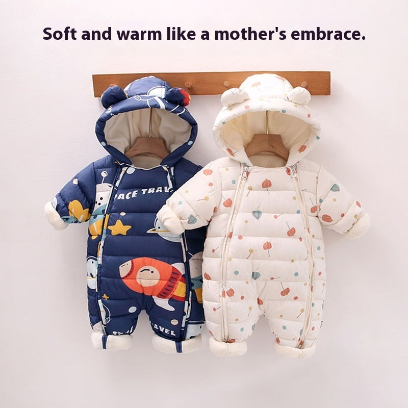 Clothes For Babies Baby Jumpsuits Winter Fleece-lined - Cindi Book