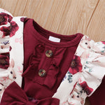 Long-sleeve Jumpsuit Floral Suspender Pants Headscarf Three-piece Set - Cindi Book