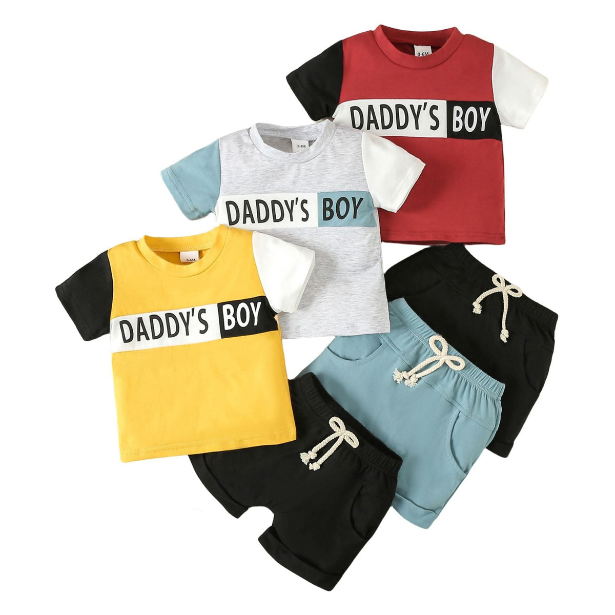 Boys' Casual Sports Suit Color Matching Short-sleeved Letter T-shirt Shorts Two-piece Set - Cindi Book