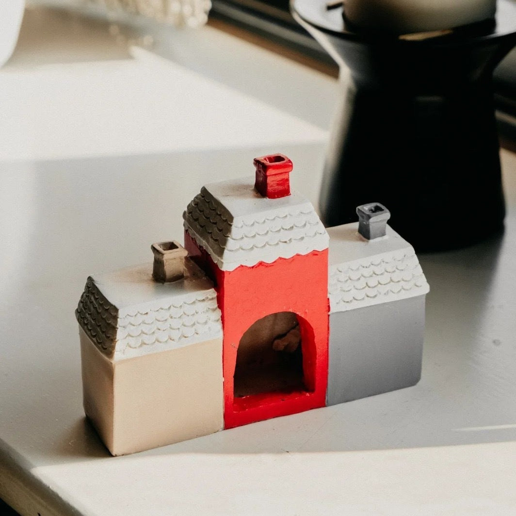 Christmas Small House Decorations Resin Winter Incense Cone Burner Decoration Landscape Decorative Gift - Cindi Book