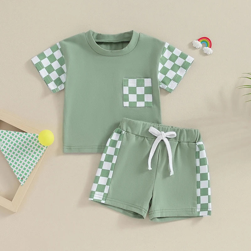 Women's Casual Plaid Pocket Short Sleeve Suit - Cindi Book