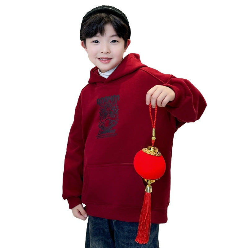 Middle And Big Fleece-lined Sweater Dragon Year Boy - Cindi Book
