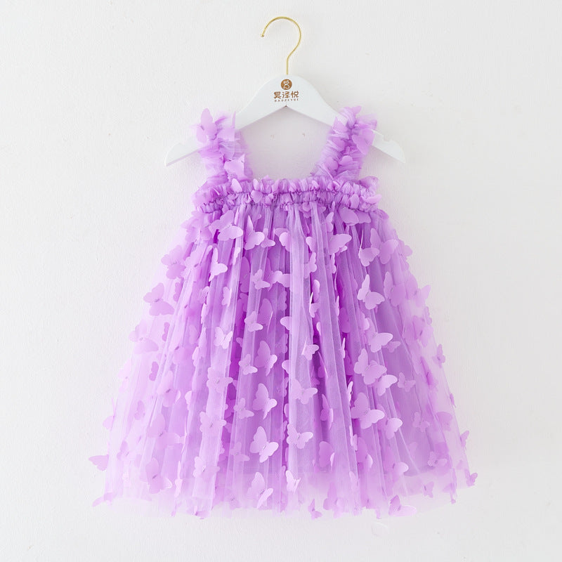 Children's Embroidered Butterfly Strap Skirt - Cindi Book