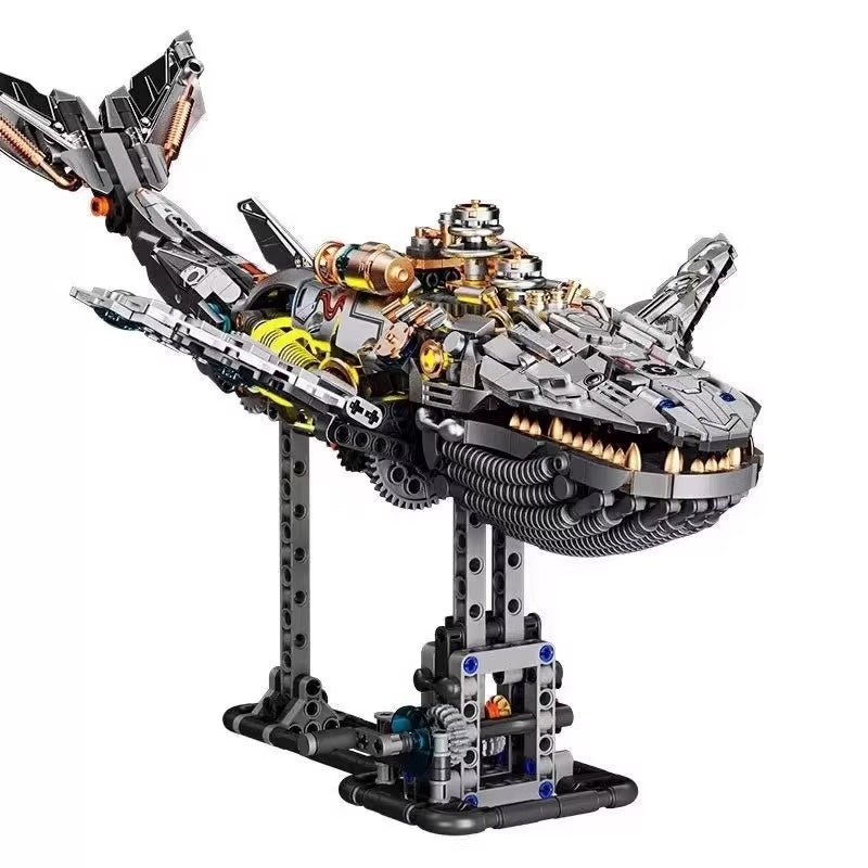 US and Electric Mechanical Lion and Whale Building Blocks That Also Double As Toys