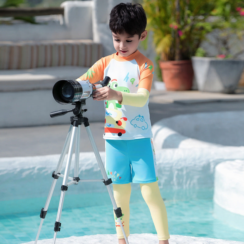 Boy Cartoon Split Long-sleeved Long Trousers Quick-drying Swimwear - Cindi Book