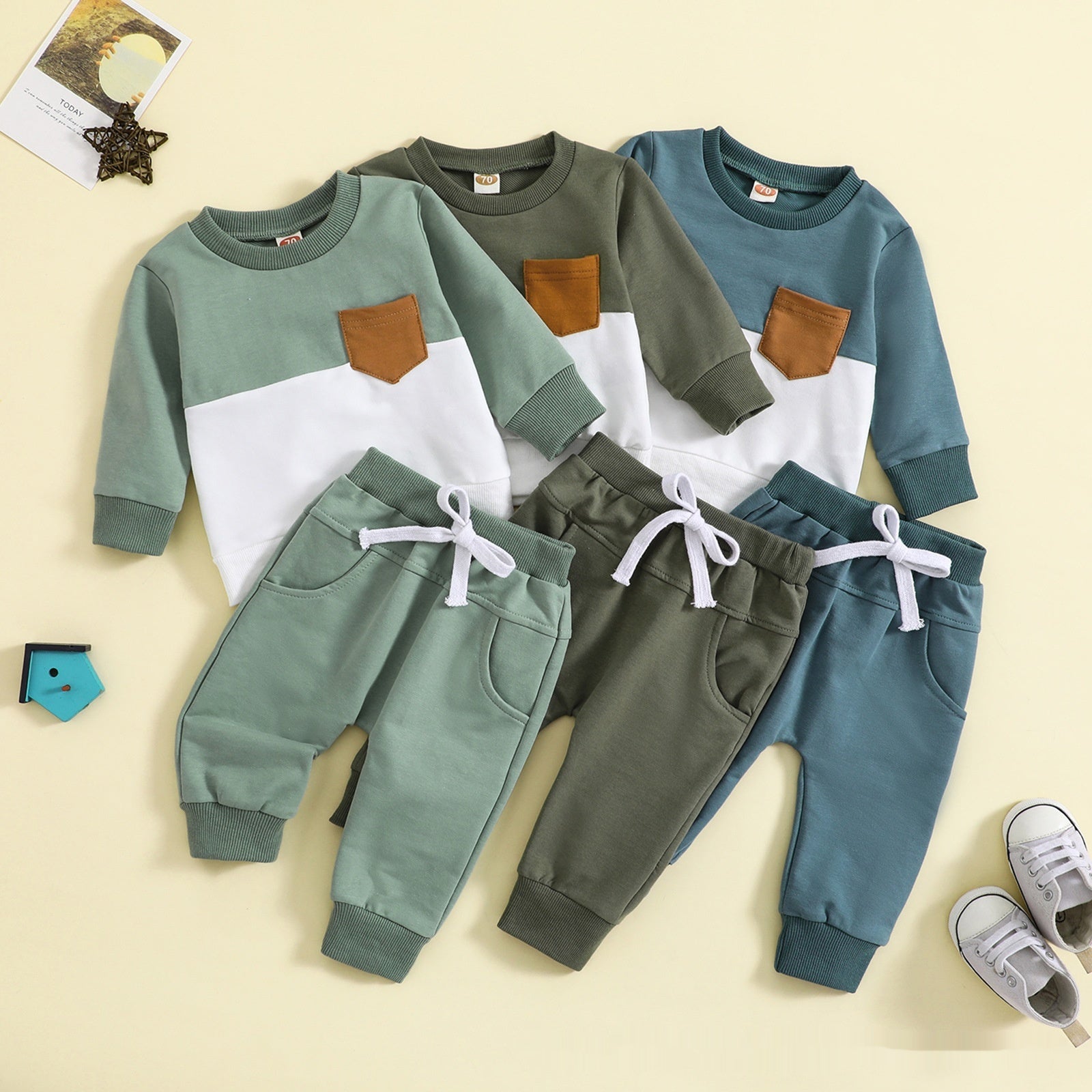 Boy Suit Color-block Crew Neck Long Sleeve - Cindi Book