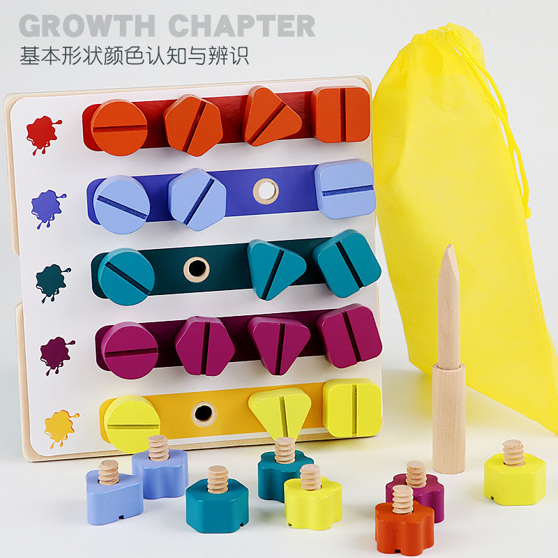Kindergarten Screw-and-nut Shape Matching Color Puzzle Building Blocks - Cindi Book