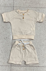 Three-color Short-sleeved Waffle Children's Suit - Cindi Book