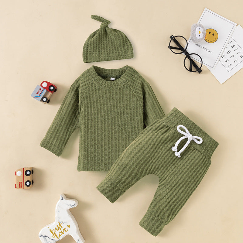 Knitted Baby Children's New Solid Color Knitted Hat Suit - Cindi Book