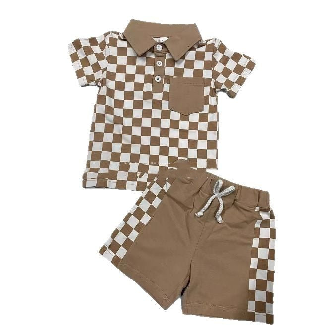 Boys' Checkered Lapel Shorts Suit - Cindi Book