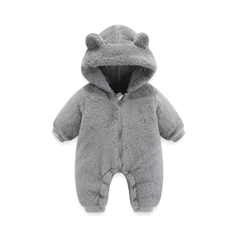 Coral Fleece Autumn And Winter Thin Bodysuit Newborn Thermal Zipper Onesie Baby Rompers Jumpsuit - Cindi Book