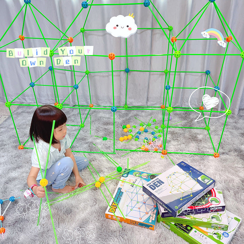 Children's DIY Bead Insertion Tent Game House With Building Blocks - Cindi Book