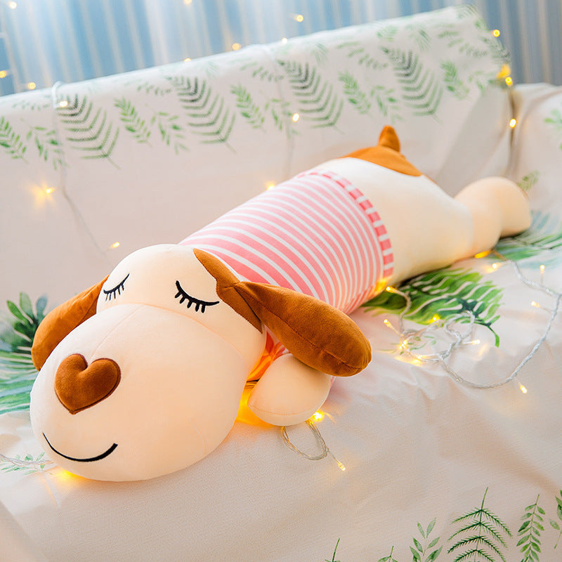 Soft Striped Puffy Dog Pillow Down Cotton Doggy Doll - Cindi Book