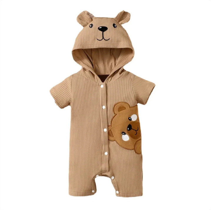 0-9 Months Newborn Baby Boy Baby Girl Rib Brown Short Sleeves - Cindi Book