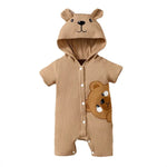0-9 Months Newborn Baby Boy Baby Girl Rib Brown Short Sleeves - Cindi Book