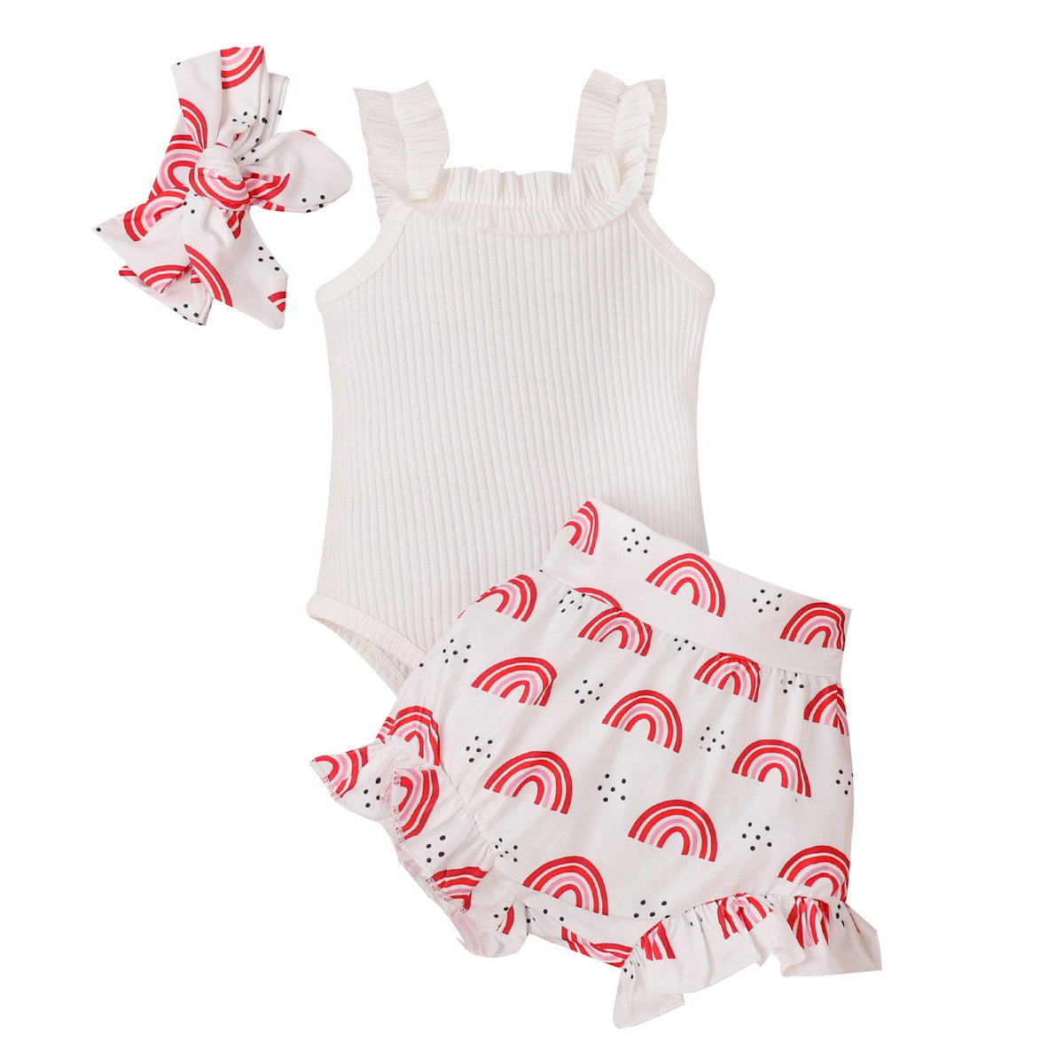 Girls' Fashion Sling Pit Striped Harness Printed Shorts Set - Cindi Book