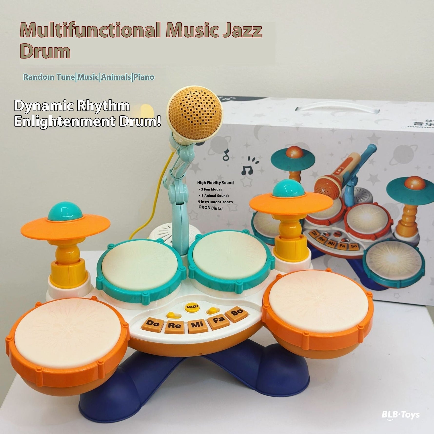 Children's Simulation Jazz Drum Kit Early Education Music Toys - Cindi Book