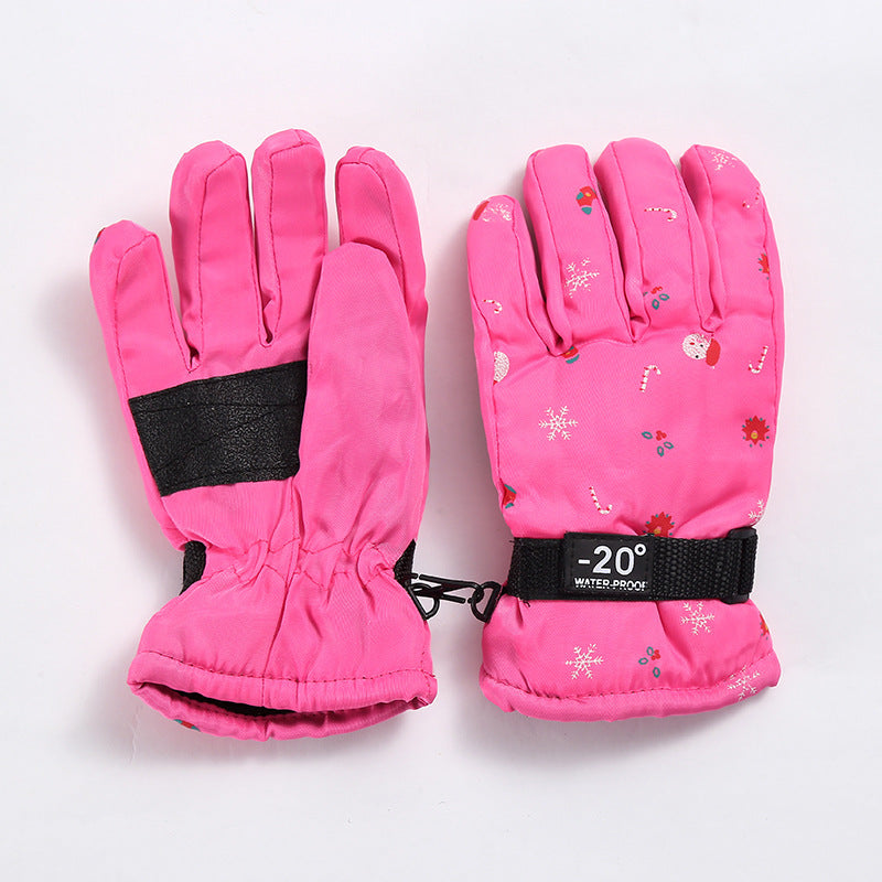 Outdoor Sports Riding Fleece-lined Thickened Finger Children's Ski Gloves - Cindi Book
