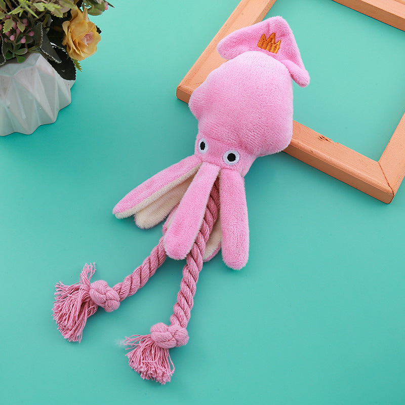 Vocal Cotton String Octopus Bite-resistant Teeth Cleaning Interactive Pet Toy - Cindi Book