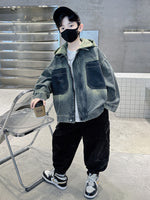 Older Boy Fleece-lined Denim Coat - Cindi Book