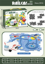 Children Puzzle Electric Railroad Speeder DIY Assembly Electric Car Automatic Rail City Scene Construction Education Toy Gift - Cindi Book