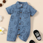 Boy Lion Printing Denim Jumpsuit - Cindi Book
