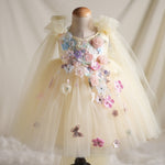 Girls' Applique Dress Children Bow Children's Mesh Sleeveless Premium Tulle Tutu Super Fairy - Cindi Book