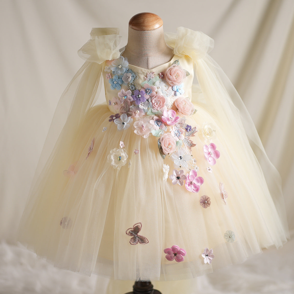 Girls' Applique Dress Children Bow Children's Mesh Sleeveless Premium Tulle Tutu Super Fairy - Cindi Book