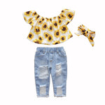 Broken Holes Pants Headscarf Three-piece Set - Cindi Book