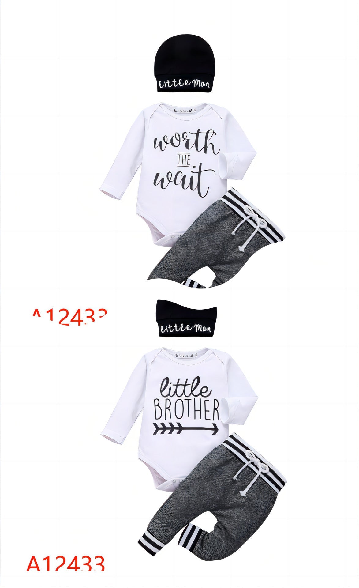Letter Printing Long-sleeve Jumpsuit Trousers Hat Three-piece Set - Cindi Book