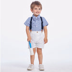 Summer Korean Style Boy's Short-sleeved Shirt Suspender Pants Suit - Cindi Book