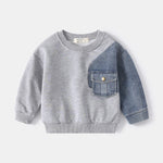 Boys' Denim Knitted Sleeve Loose Sweater - Cindi Book