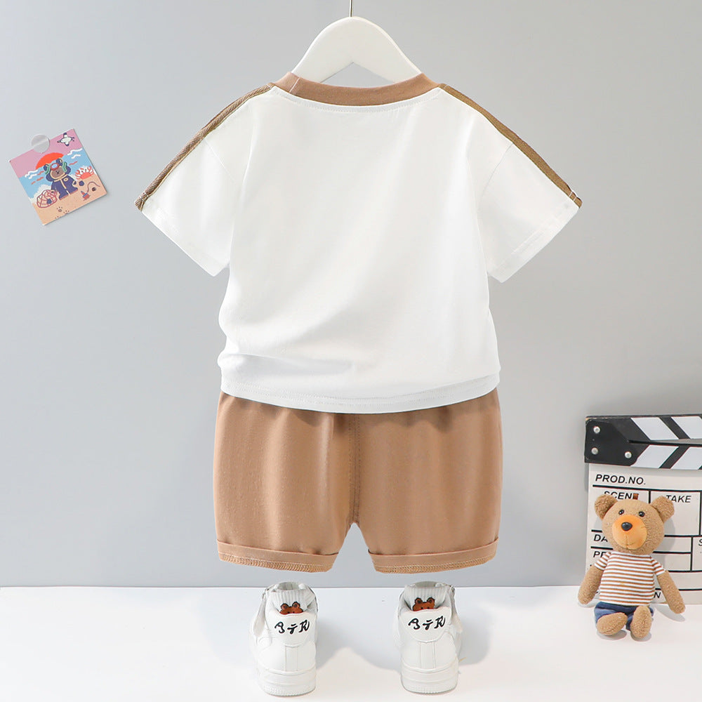 Short Sleeve Cartoon Animal Two-Piece Set Children's Western Style