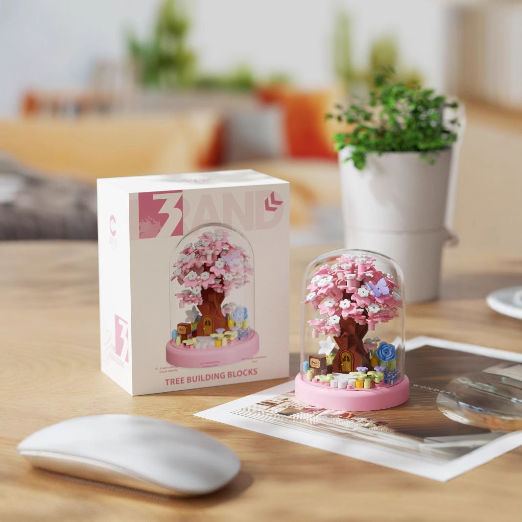Building Block Bouquet Cherry Blossom Tree House Arbor Day Micro Particles - Cindi Book