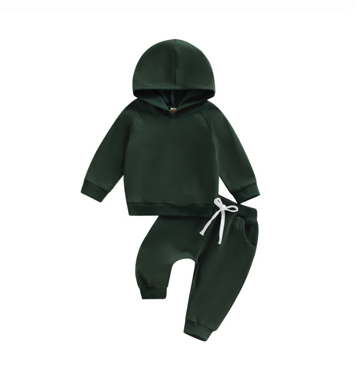 Boys' Solid Color Hooded Long Sleeve Sweater Trousers Suit - Cindi Book