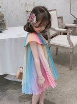 Girl's Rainbow Pleated Princess Dress - Cindi Book