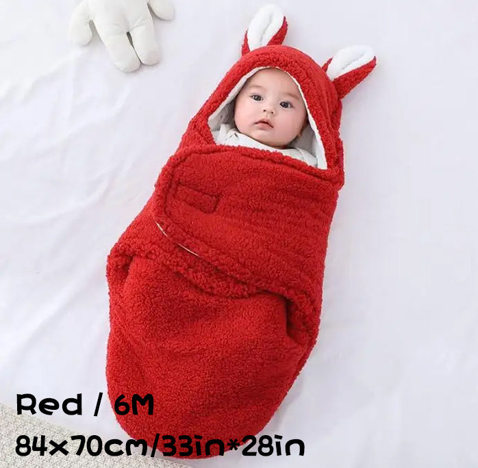 Super Soft Baby Sleeping Bag Fluffy Fleece Newborn Blanket Swaddle Blankets, Unisex Baby Wrap For Newborn Baby Boys Girls With Head-Protecting & Head-Supporting Function, Wearable Swaddle Sleep Sack - Cindi Book