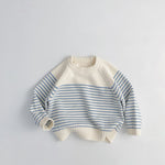 Korean Style Loose Coat Striped Plug-in Knitted Sweater - Cindi Book