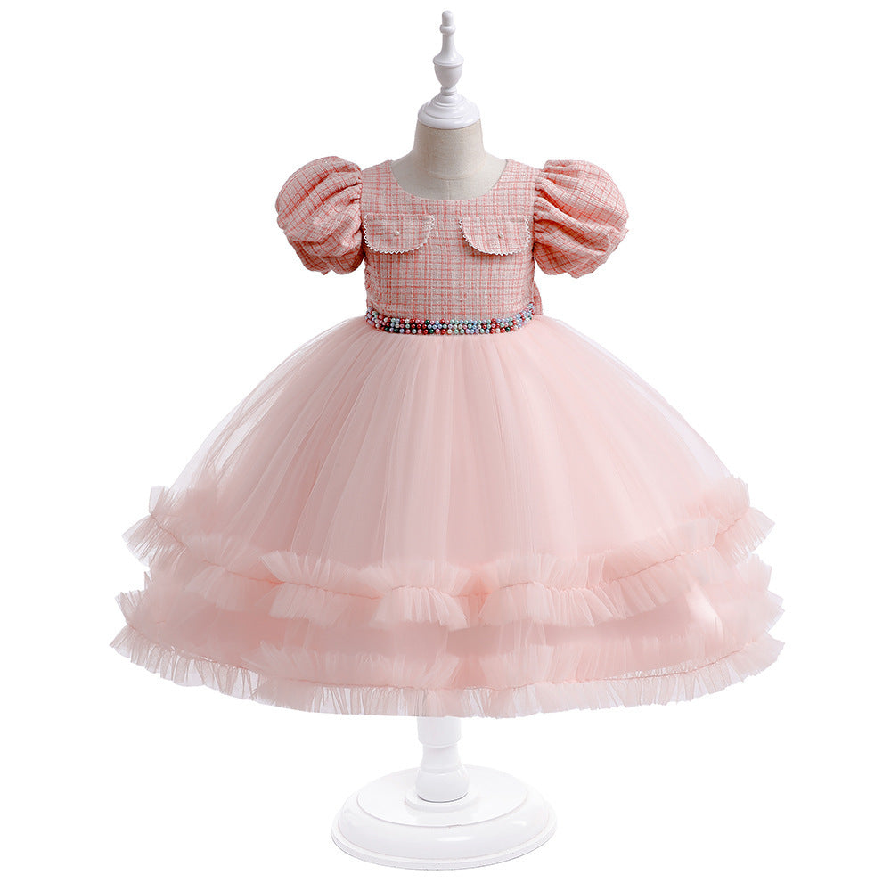 Girls' Fashion Halloween Mesh Stitching Puff Sleeve Dress - Cindi Book