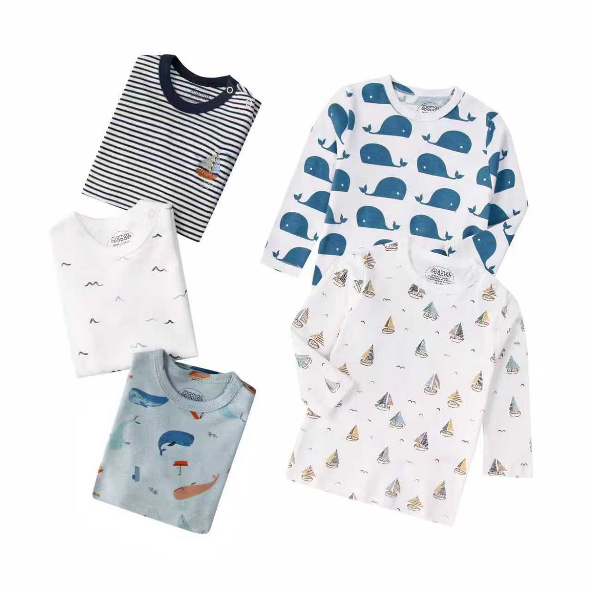 Autumn Children's Cartoon Printed Home Long-sleeved Top T-shirt Mixed Color Five Pieces - Cindi Book